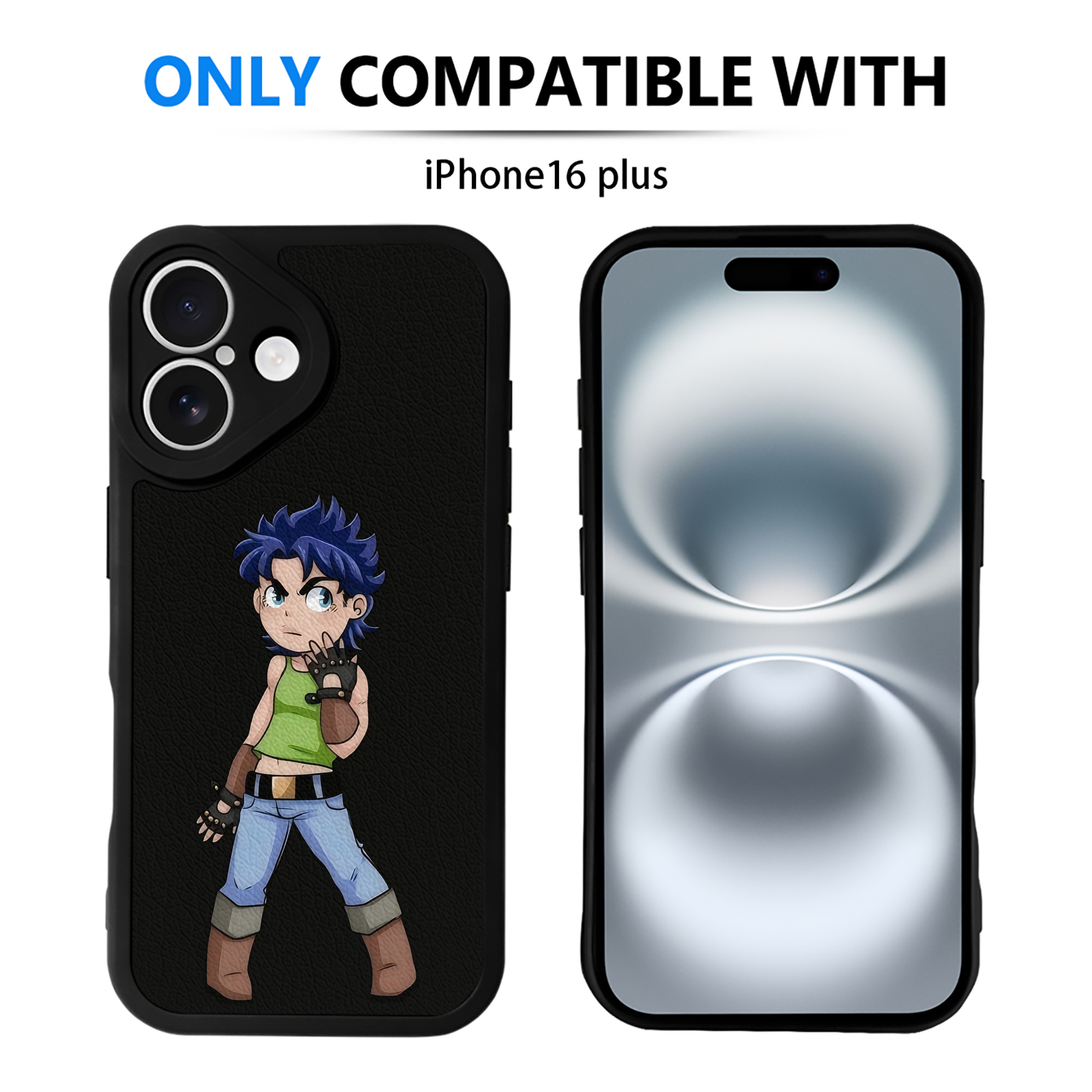 （画像用） ジョジョの奇妙な冒険 広瀨康一 JoJo's Bizarre Adventure Hirose Koichi 【iPhone 16シリーズ対応】シリコンスマホケース（レザー調） 材質：シリコン